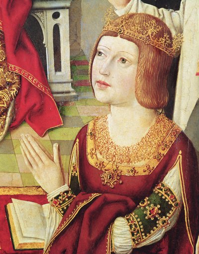 Die Jungfrau der katholischen Könige, Detail von Isabella von Kastilien (1451-1504) ca. 1490 von Spanish School